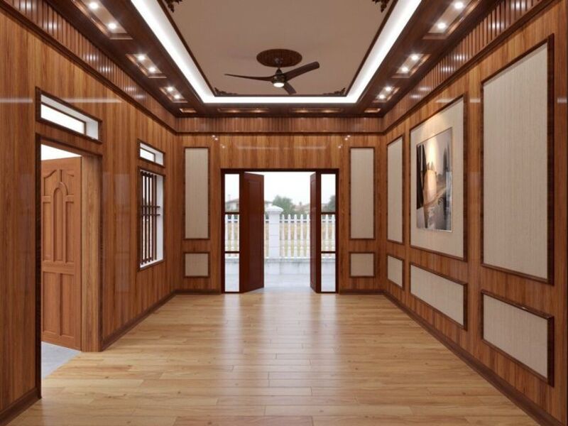 Mẫu Ốp Nhựa Phòng Khách Giả Gỗ Cổ Điển