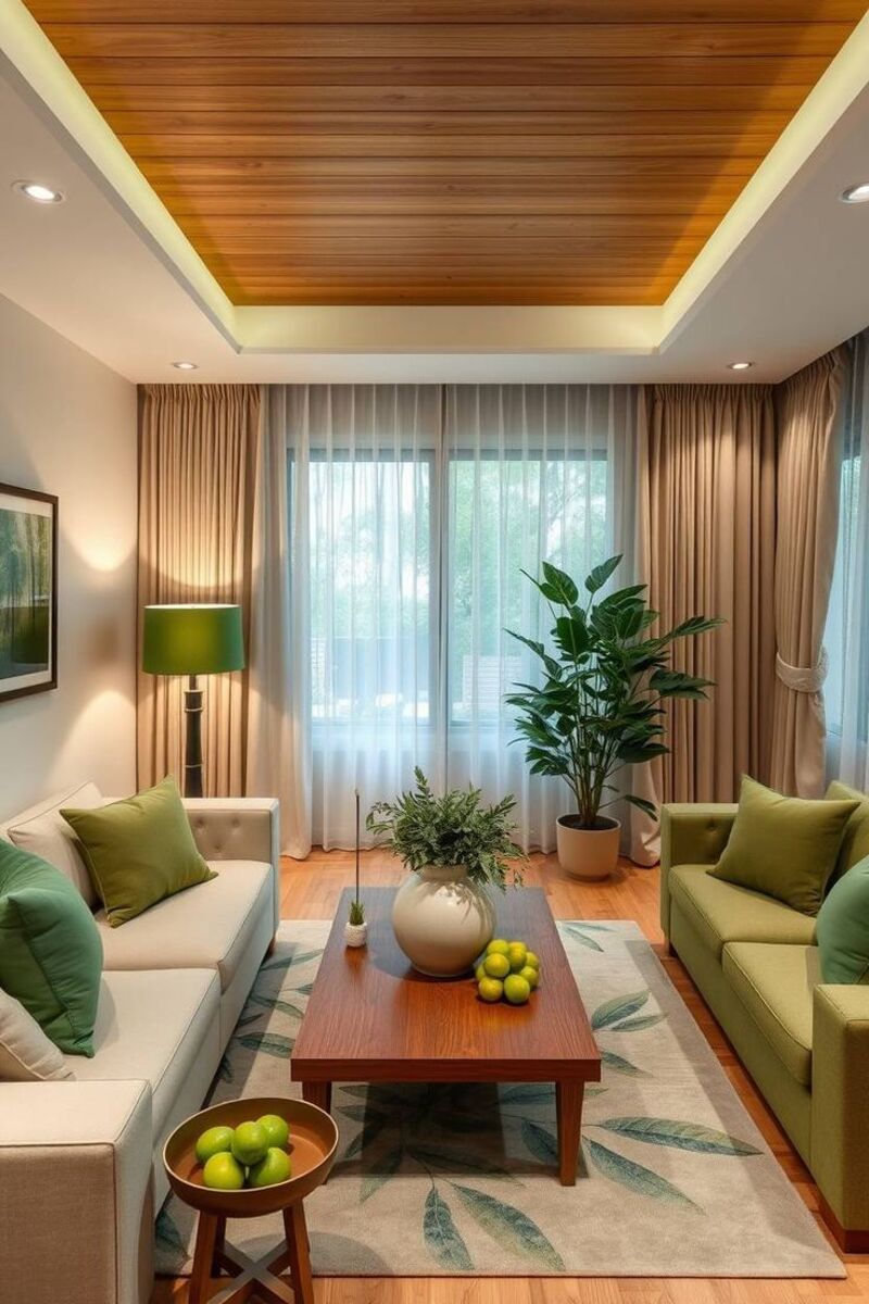 Mẫu Ốp Nhựa Trần Phòng Khách Giả Gỗ