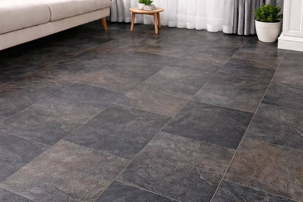 Vẻ đẹp thô mộc của gạch đá Slate giúp mặt sàn có nét cá tính và hiện đại bậc nhất