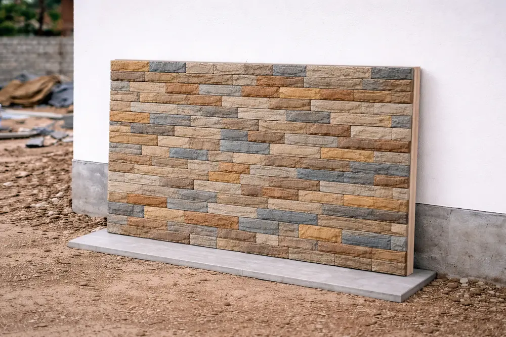 Sự phối màu ngẫu hứng của nhựa giả gạch tạo nên một bức tường nghệ thuật độc đáo