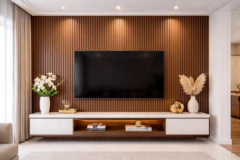 Mẫu lam sóng màu Óc Chó tạo chiều sâu và điểm nhấn đẳng cấp cho khu vực giải trí