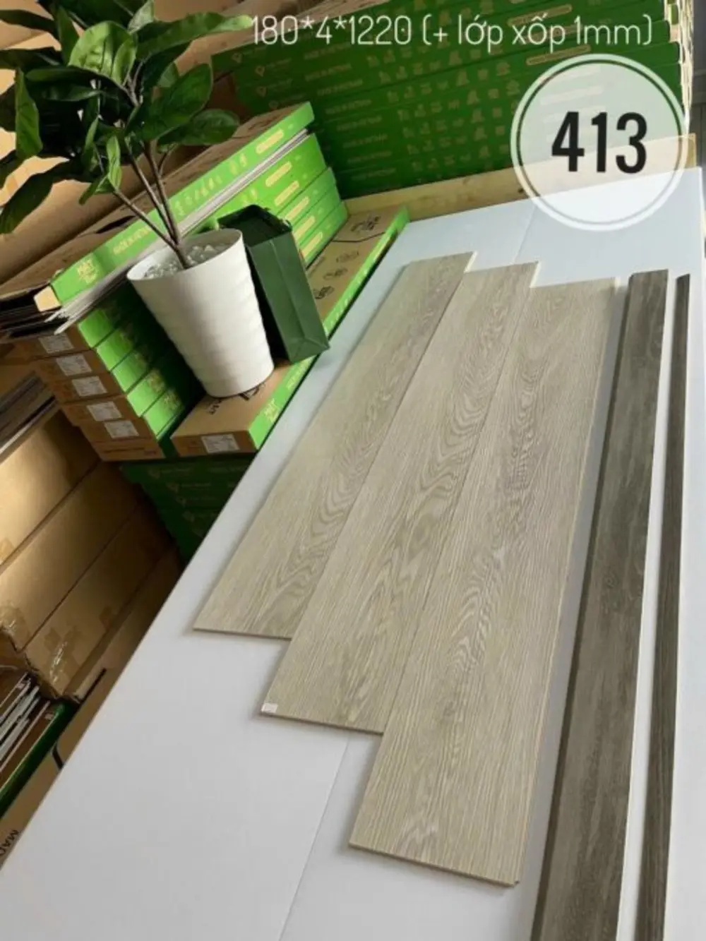 Sàn Nhựa Hèm Khóa 413 Cao Cấp: 5*180*1220 MM