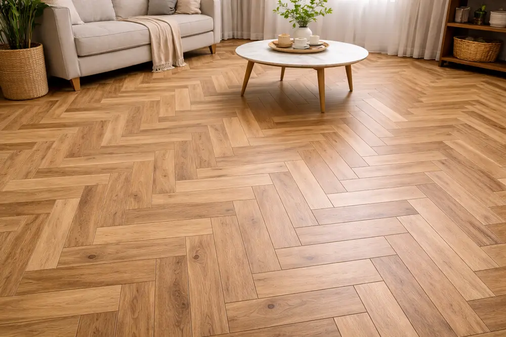 Kiểu lát xương cá mang lại sự đột phá về thẩm mỹ cho những mảng sàn nhà đơn điệu