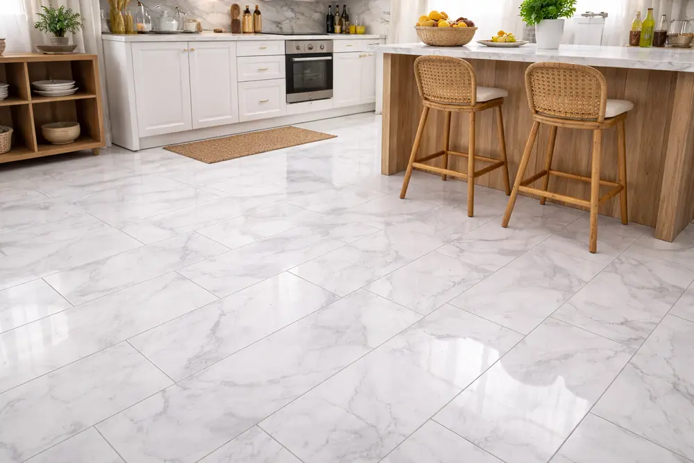 Sự kết hợp giữa tiện lợi của nhựa và vẻ đẹp của đá Marble là lựa chọn tuyệt vời cho khu bếp