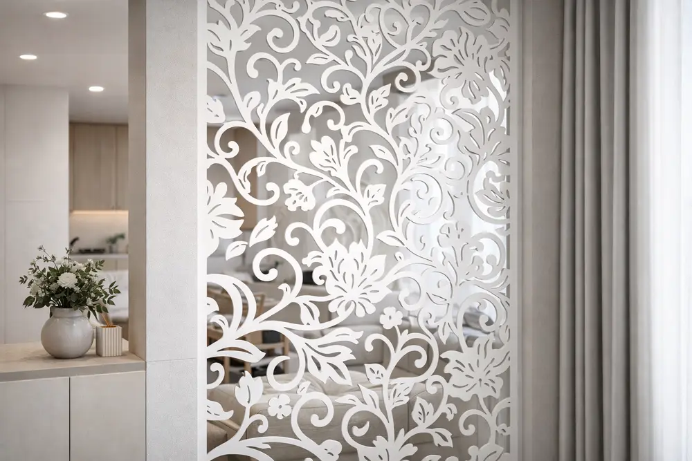 Họa tiết CNC trên nền cemboard tạo điểm nhấn trang trí độc đáo và thông thoáng