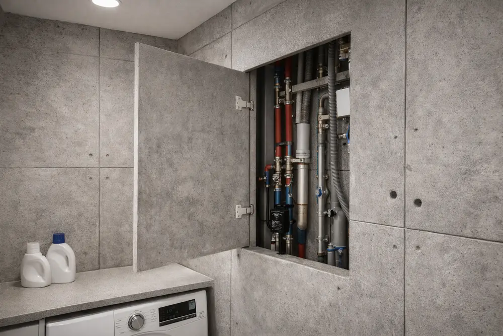 Thi thiết kế vách kỹ thuật thông minh giúp không gian gọn gàng và dễ dàng bảo trì sửa chữa