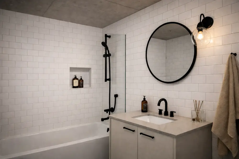 Khả năng chịu ẩm cao giúp vách cemboard là nền tảng hoàn hảo để ốp gạch nhà vệ sinh