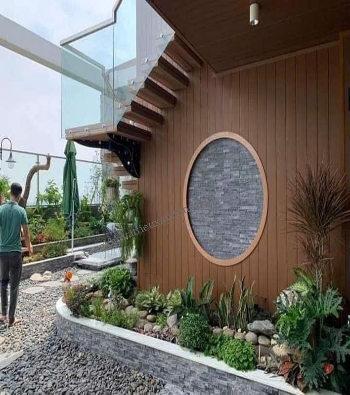 Top 4 tấm nhựa giả đá, giả gỗ ốp tường ngoài trời đẹp, bền, giá tốt 3 Tấm ốp ngoài trời chống nóng màu Brown