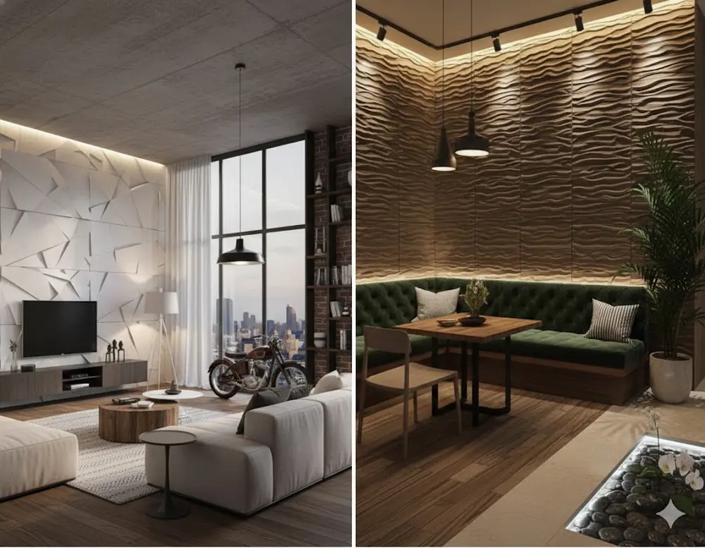 Sự đa dạng về mẫu mã giúp tấm ốp 3D xi măng có thể "chiều lòng" mọi phong cách thiết kế từ cổ điển đến hiện tại