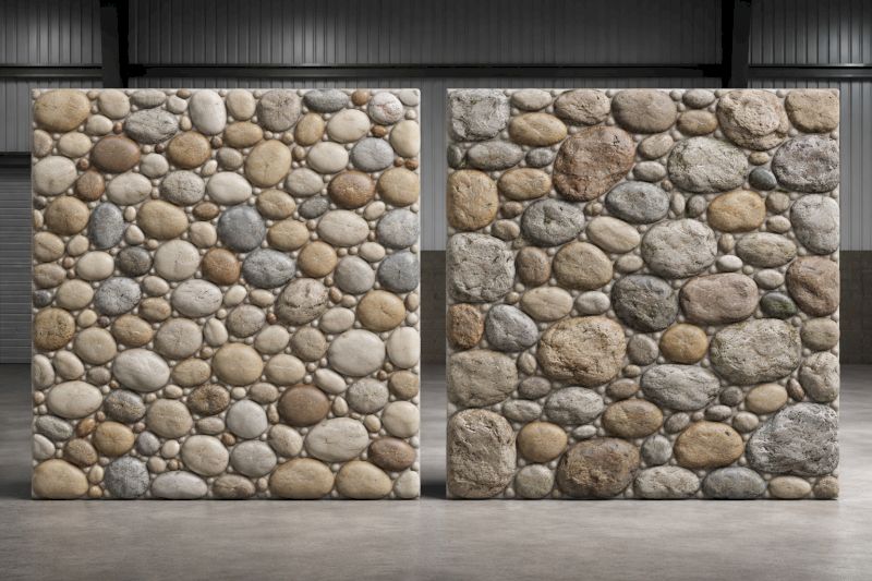 Tấm ốp tường PU Foam giả đá: Phân loại và báo giá "đá siêu nhẹ" 2026 6 Đá cuội và sỏi là cầu nối hoàn hảo mang thiên nhiên hoang sơ vào sâu trong lòng đô thị.