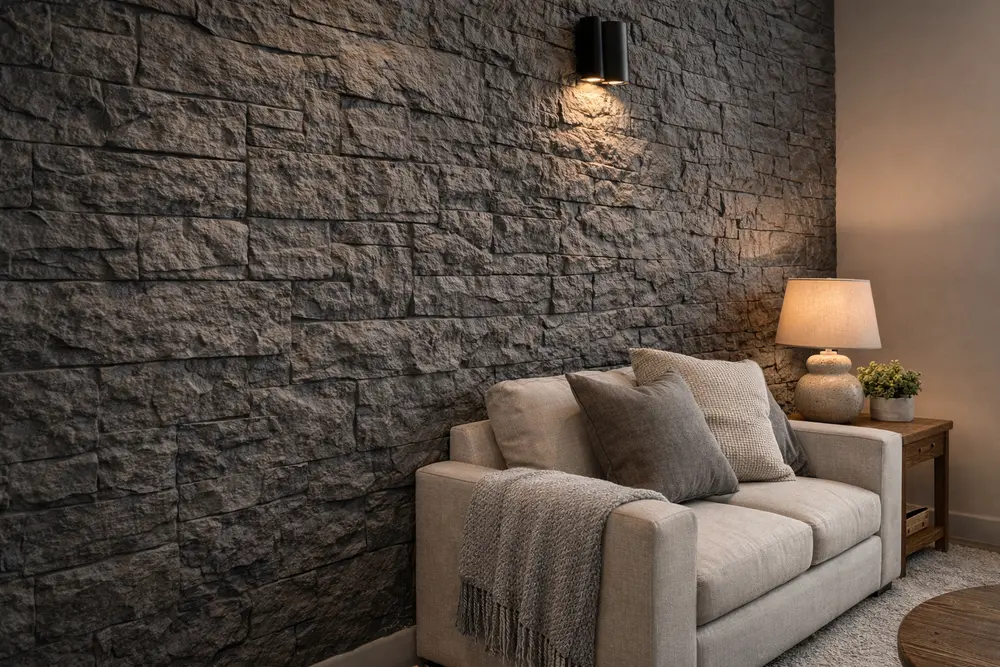 Cận cảnh vân đá sắc nét và độ lồi lõm chân thực của dòng sản phẩm cao cấp