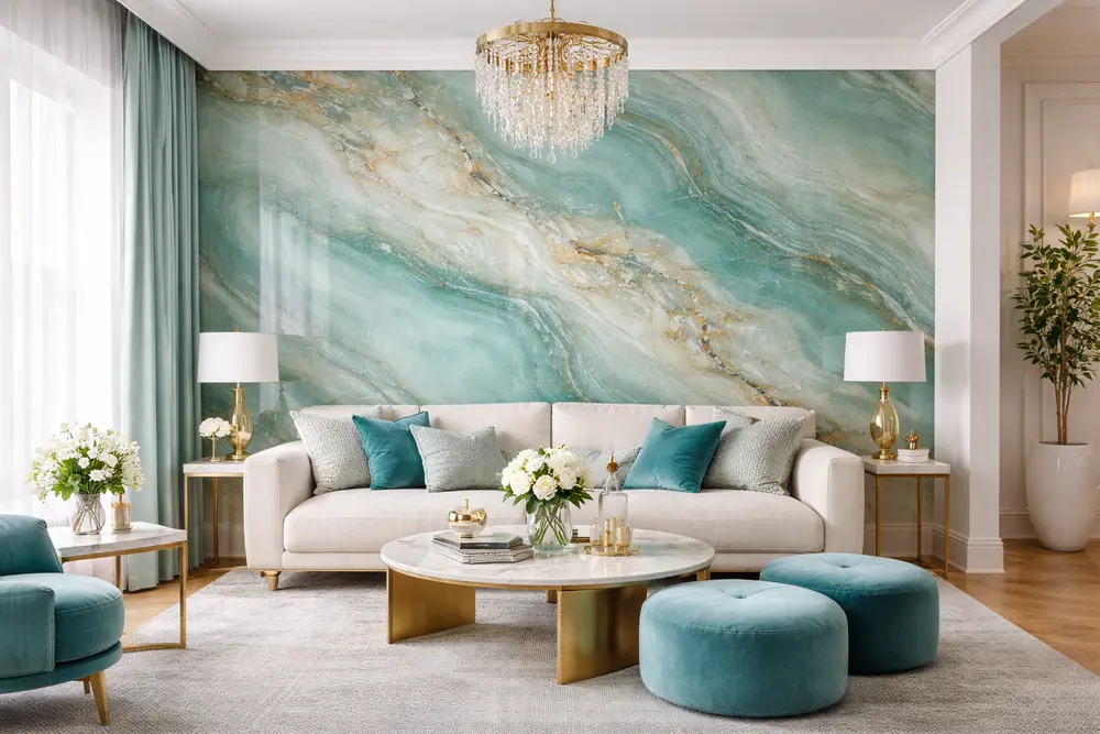 Sắc xanh ngọc tạo ra không gian thư giãn tuyệt vời và độc đáo cho ngôi nhà