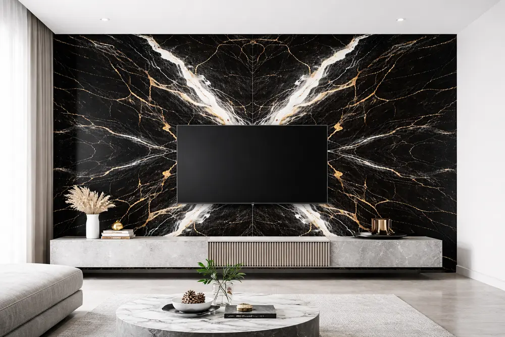 Màu đen chỉ trắng mang lại vẻ đẹp huyền bí và chiều sâu cho bức tường trang trí