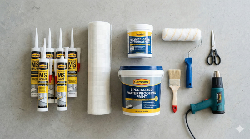 Quy trình Kỹ Thuật Chống Thấm Tấm Cemboard 7 bước chi tiết 2 Các vật liệu và thiết bị cần chuẩn bị khi thi công chống thấm cemboard