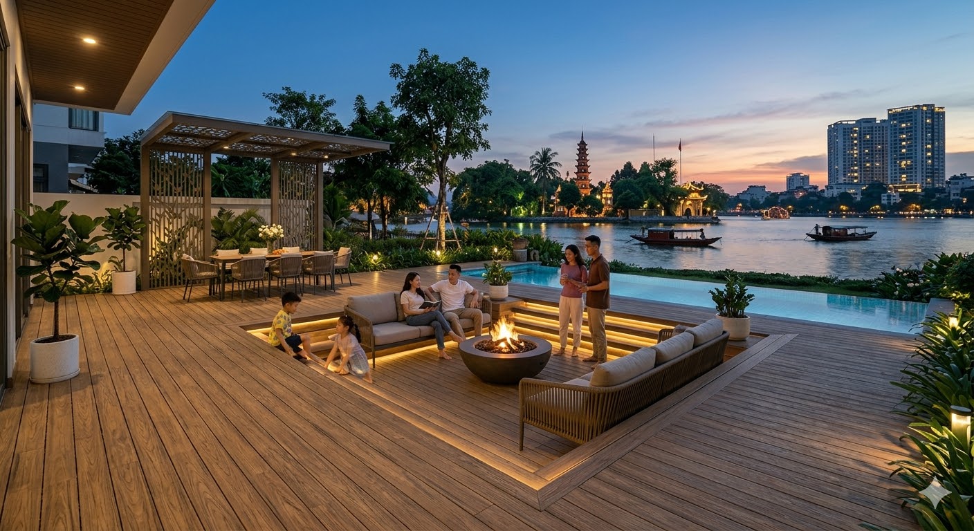 Lót sàn nhựa giả gỗ lát sàn ngoài trời