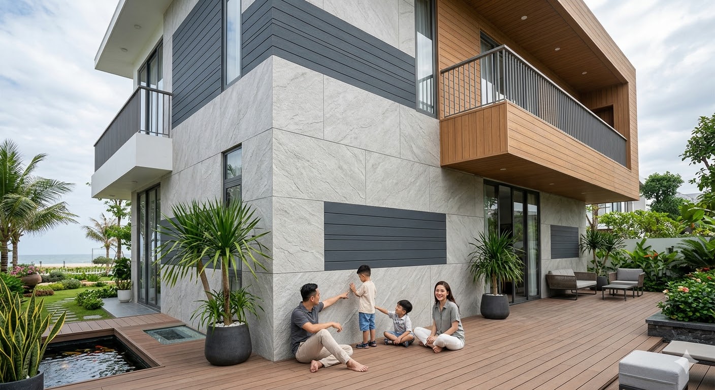 Tấm Cemboard dày 9mm làm vách, làm trần chỉ 295.000đ/tấm 24 Tấm Cemboard dày 9mm ốp tường ngoài trời