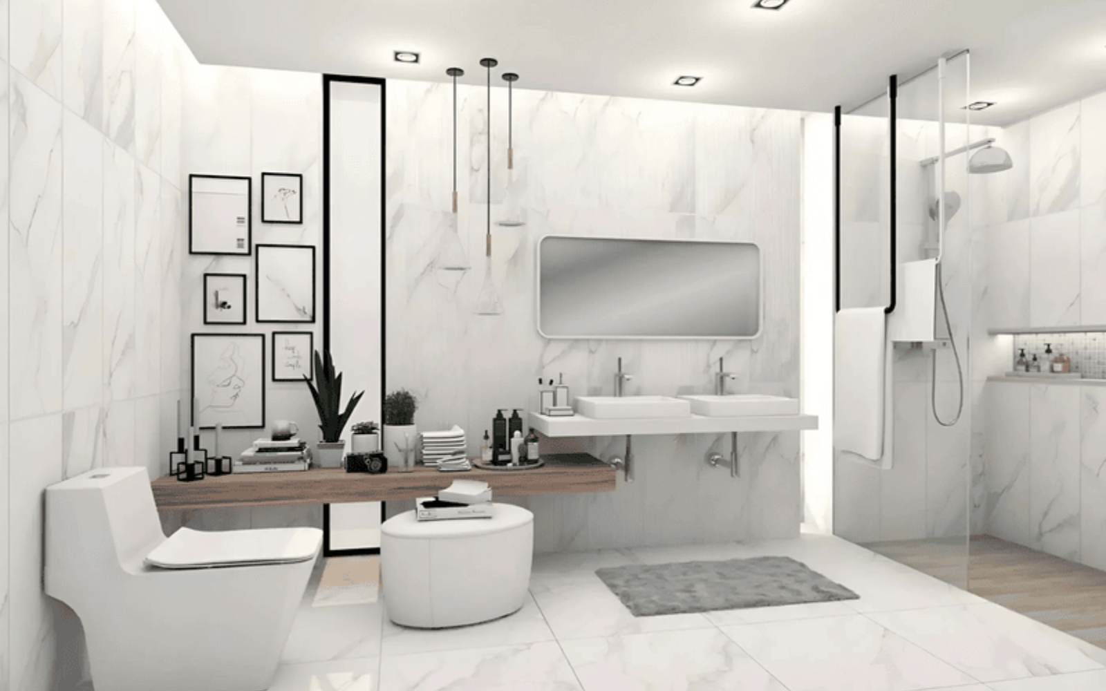 Mẫu nhựa ốp tường nhà tắm vân đá