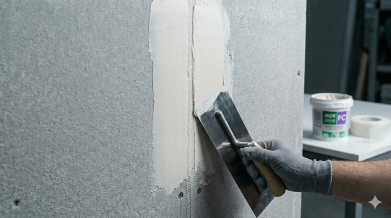 Bước 1: Trét lớp bột/keo đầu tiên