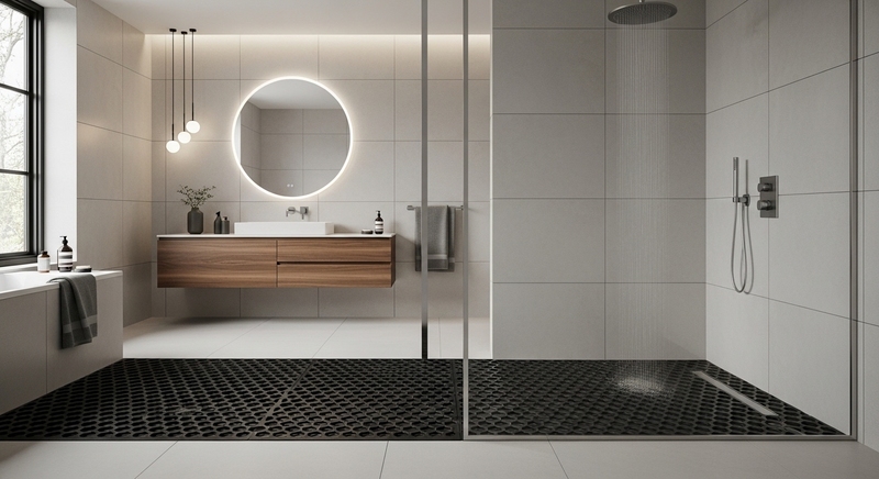 Thảm nhựa lưới tổ ong thoát nước nhanh ứng dụng lát sàn nhà tắm