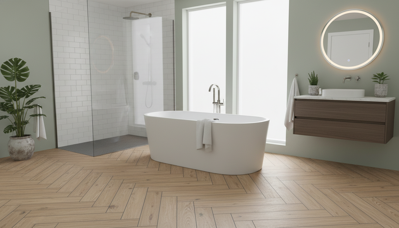 Sàn nhựa hèm khóa SPC ứng dụng lát sàn nhà tắm