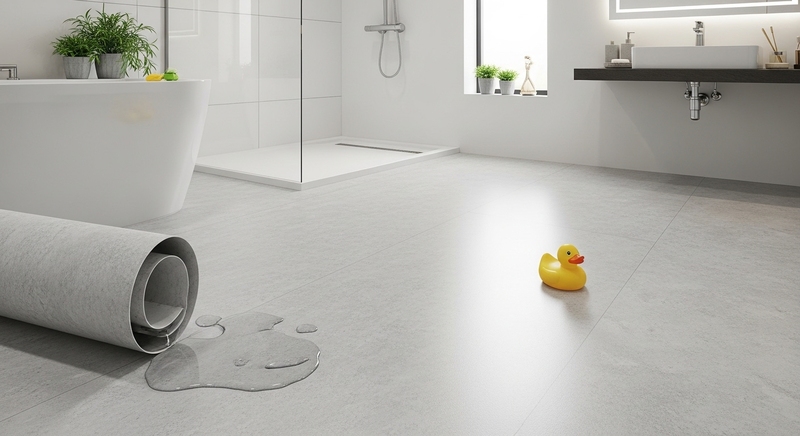 Sàn nhựa Vinyl dạng cuộn kháng khuẩn ứng dụng lát sàn nhà tắm