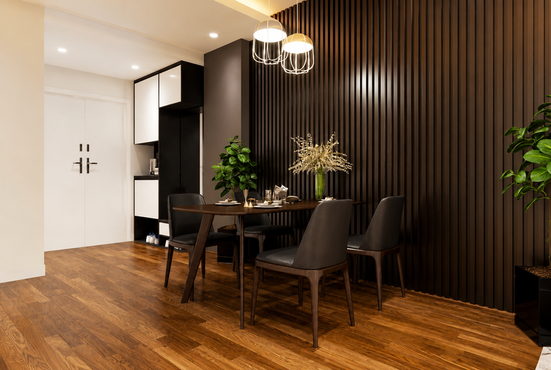 Phòng bếp tối giản mà vẫn tinh tế và hiện đại với chất liệu quen thuộc