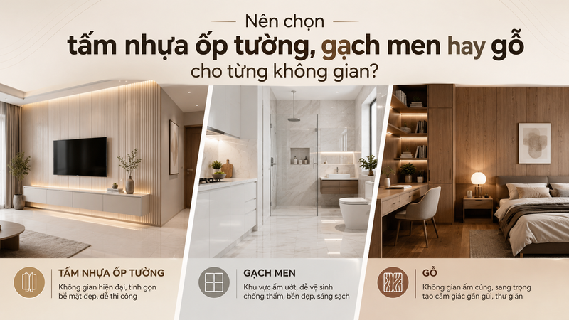 Phòng khách sang trọng sử dụng kết hợp các loại vật liệu ốp tường