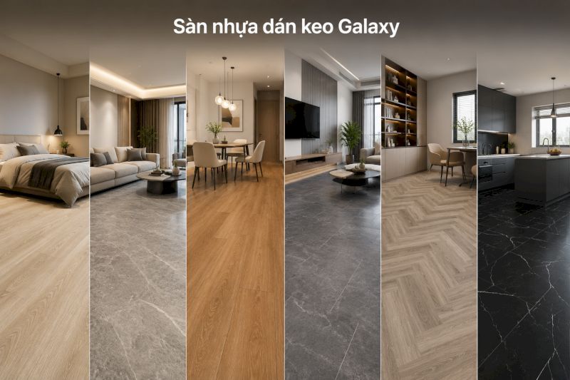 Sàn nhựa dán keo Galaxy với vân gỗ chân thực và bền màu